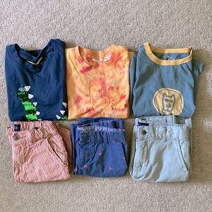 6-pc Bundle little boy tees & shorts, ~5-6.